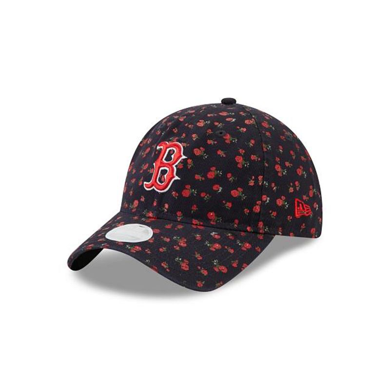 MLB Boston Red Sox Womens Floral 9Twenty Adjustable (FVU5372) - Blue New Era Caps